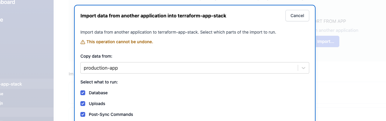 Import dialog