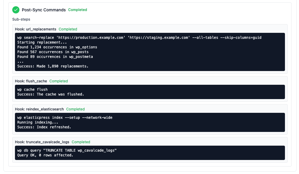 Post-sync output