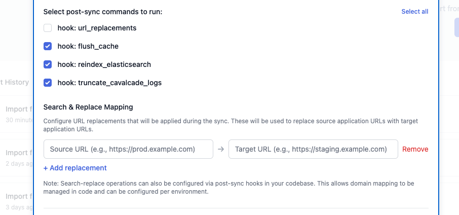 Post-sync and search-replace